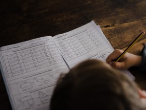 Picture of a kid doing homework.