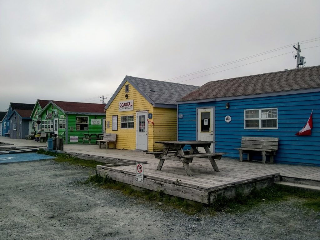 Picture of the colorful shops at Fisherman's Cove.